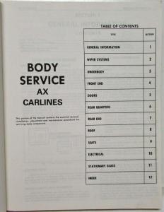 1983 Buick Olds Cadillac Chevrolet Pontiac Fisher Body Service Manual Camaro