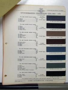 1941 Studebaker Champion Paint Chips By Acme Fleet-X