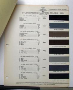 1941 Studebaker Champion Paint Chips By Acme Fleet-X