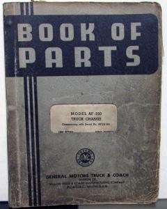 1939 GMC Truck Dealer Parts Book Catalog Model AF-230 Delivery Chassis GM Orig