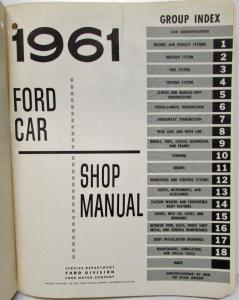 1961 Ford Car Service Shop Repair Manual Galaxie Fairlane 500
