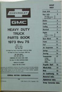 1973-1975 Chevrolet GMC Truck Dealer Heavy Duty Series 7-9 Parts Book Gas Diesel