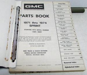 1971-1974 GMC Truck Dealer Parts Book Sprint 307 350 400 454 Original