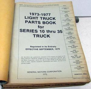 1973-1977 Chevrolet GMC Truck Dealer Parts Book Pickup Light Duty Series 10-35