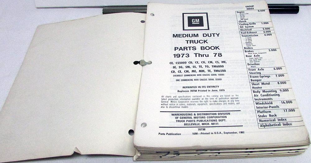 19731978 Chevrolet GMC Truck Dealer Parts Book GM Medium Duty Series