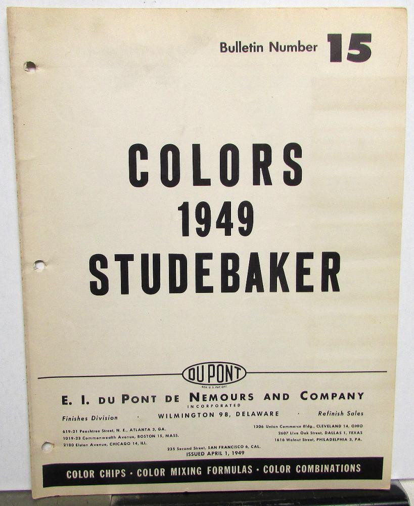 1949 Studebaker Commander Champion Paint Chips By DuPont