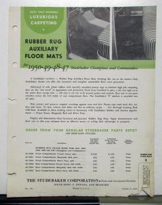 1947 1948 1949 1950 Studebaker Commander Champion Rubber Rug Sales Brochure