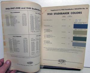 1950 Studebaker Commander Champion Paint Chips Leaflet By DuPont