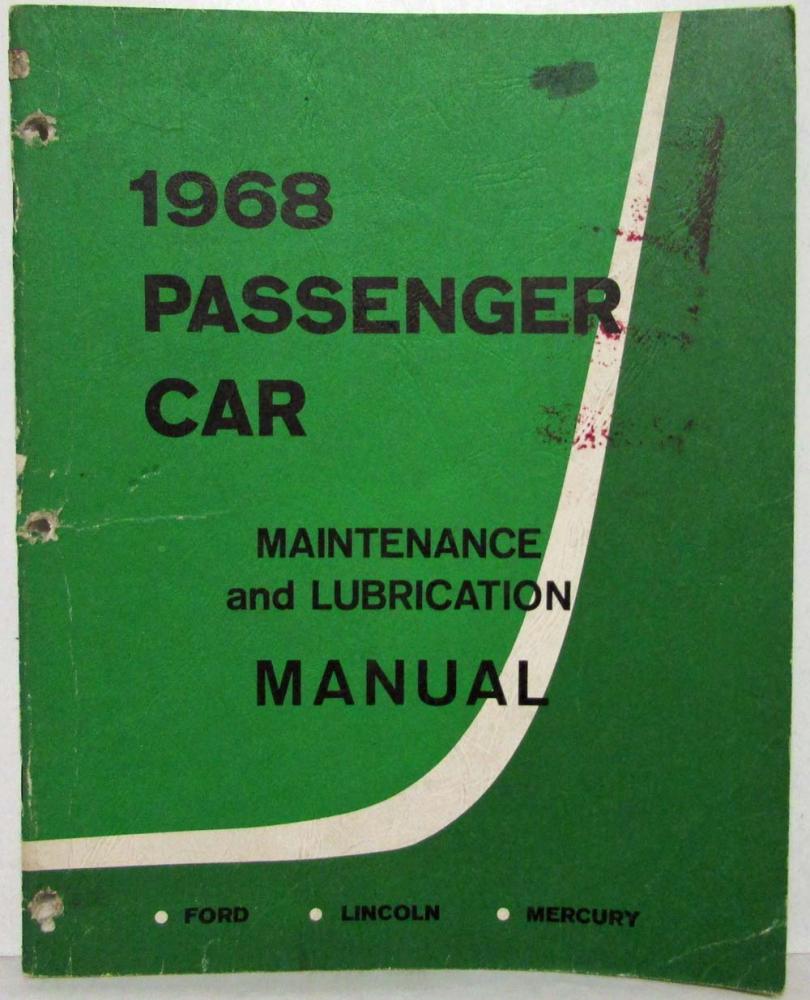 1968 Ford Lincoln Mercury Car Maintenance & Lubrication Manual 1st Printing