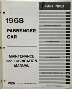 1968 Ford Lincoln Mercury Car Maintenance & Lubrication Manual 1st Printing