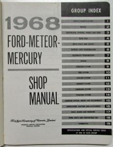 1968 Ford Meteor and Mercury Service Shop Repair Manual Rideau Galaxie Monterey