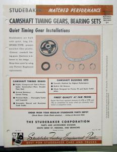 1951 Studebaker Commander Champion Camshaft Timing Gears Bearing Sales Brochure