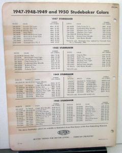 1951 Studebaker Commander Champion Paint Chips Leaflets