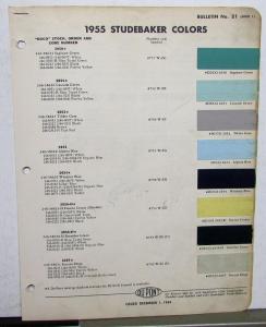 1955 Studebaker Commander Champion President Paint Chips Leaflets DuPont