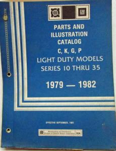 1979-1982 GMC Chevy Truck Dealer Parts Book Catalog Light Duty 10-35 C K G P