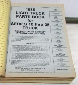 1985 GMC Chevrolet Truck Parts Book Light Duty 10-35 Pickup Van C/K Blazer Jimmy
