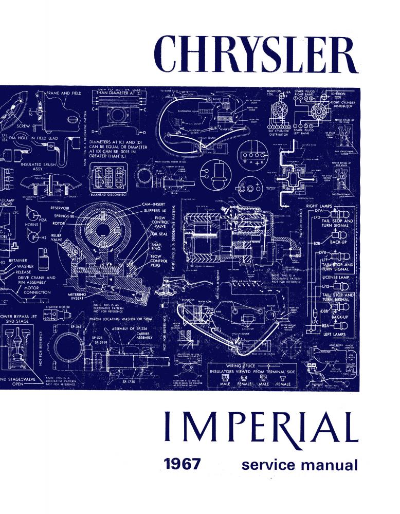 1967 Chrysler Imperial Service Shop Repair Manual LeBaron New Yorker 300 Newport