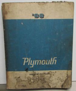 1968 Plymouth Service Shop Manual Barracuda Satellite GTX Hemi Road Runner Orig