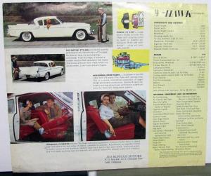 1960 Studebaker Hawk Sales Brochure And Data Sheet