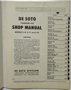 1952-1953 DeSoto Service Shop Repair Manual S-16 17 18