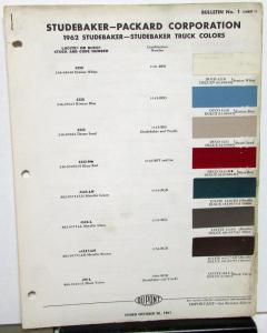 1962 Studebaker Lark Hawk Car & Truck Paint Chips By DuPont Leaflets