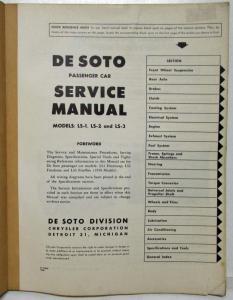 1958 DeSoto Service Shop Manual Firesweep LS1 Firedome LS2 Fireflite LS3