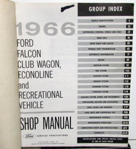1966 Ford Falcon Club Wagon Econoline & Recreational Vehicle Service Shop Manual