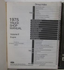 1975 Ford Truck Service Shop Manual Set F-100 250 350 F-600 C-750 Pickup Van