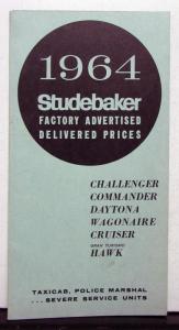 1964 Studebaker Challenger Commander Daytona Cruiser Hawk Price List Brochure