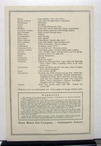 1916 Stutz Bulldog Special Sales Brochure & Specifications