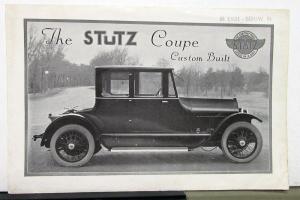 1921 Stutz Coupe Custom Built Sales Brochure & Specifications