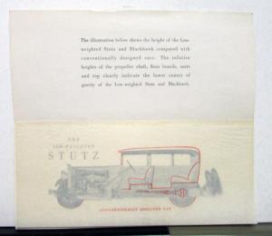 1929 Stutz Black Hawk Low Weighted Sales Brochure