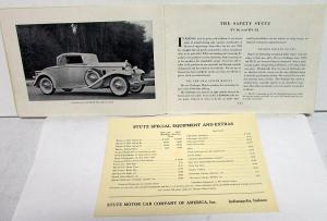 1933 Stutz SV-16 DV-32 The Safety Sales Brochure & Specifications
