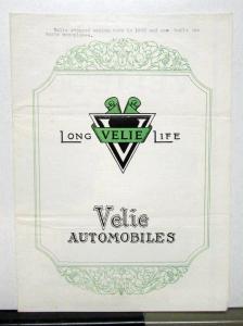 1926 Velie 50 60 Sales Brochure & Specifications