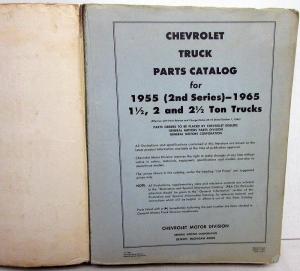 1955-1965 Chevrolet Truck Dealer Parts Book Catalog Medium Duty 11/2 2 21/2 Ton