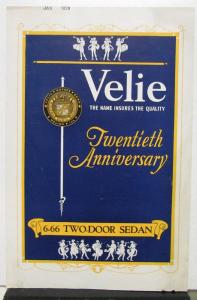 1928 Velie 6-66 Two Door Sedan Sales Brochure & Specifications
