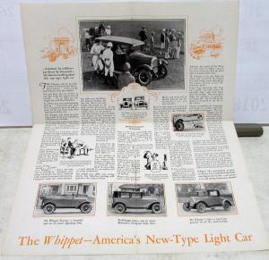 1926 Whippet Touring Sedan Coupe Car Sales Brochure Folder & Specifications Orig