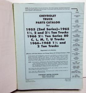 1955-1968 Chevrolet Truck Dealer Parts Catalog Book Medium Duty 1 1/2 2 & 2 1/2