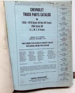 1938-1970 Chevrolet Truck Dealer Parts Catalog Book Medium Duty 11/2 2 & 21/2