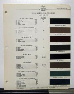 1938 Willys 38 Paint Chips By Acme