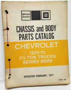 1970-1972 Chevrolet Truck Dealer Parts Catalog Book Heavy Duty Series 90000 H/D