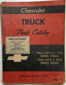 1966-1972 Chevrolet Truck Dealer Parts Catalog Book H/D Series 70000 80000
