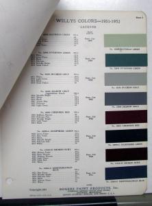 1951 1952 Willys Jeep Station Wagon Paint Chips By Rogers