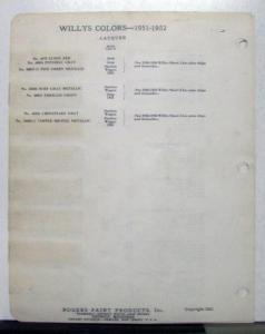 1951 1952 Willys Jeep Station Wagon Paint Chips By Rogers