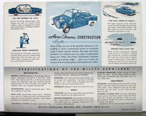 1952 Willys Aero Lark Presents A Great Car Value Sales Brochure & Specifications