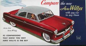 1952 Aero Willys Wing & Ace Comparison Chart Other Makes Sales Folder Original
