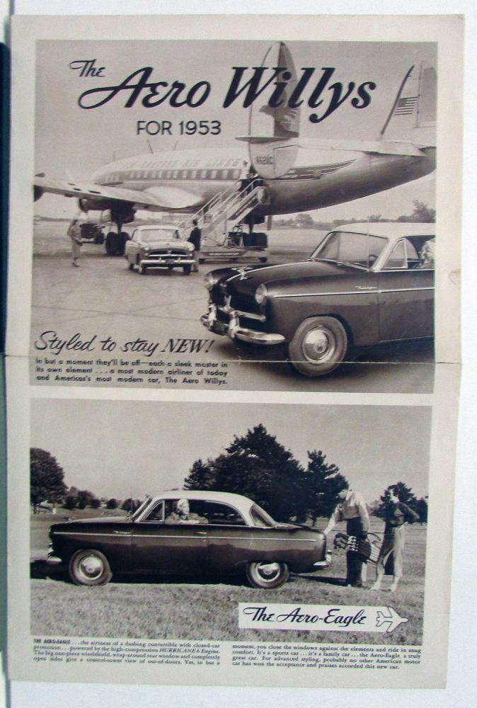 1953 Willys Aero Eagle Ace Lark Falcon Newspaper Like Sales Brochure