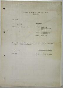 1975 Porsche 914 - 914/6 Workshop Manual Supplement-Revision Page Sets XVII XVI