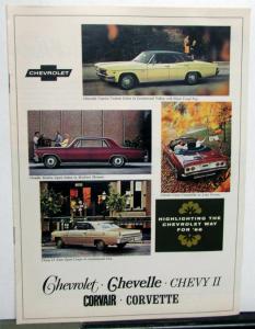 1966 Chevrolet Chevelle Chevy II Corvair Corvette Dealer Sales Brochure ORIGINAL