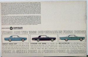 1963 Dodge Custom & Custom 880 Color Sales Brochure Original